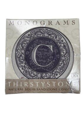 Thirstystone Monograms C Drink Coasters Absorbing Stone